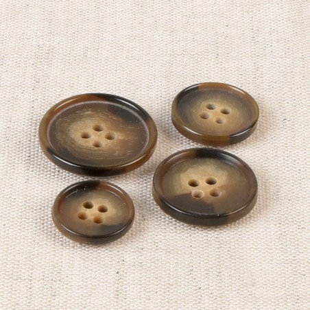 Lot De 2 Gros Boutons Vintage Marron - Inclusion Rectangle - Dimensions 2,1 X 2,6 Cm - Réf. 4873 - Occasion