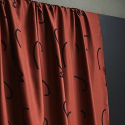 Doodle viscose twill Lines - Brick - Calissone