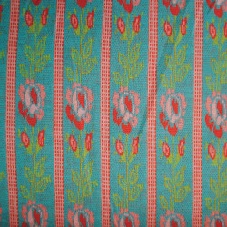 Jacquard cotton woven retro flowers and stripes - Calissone