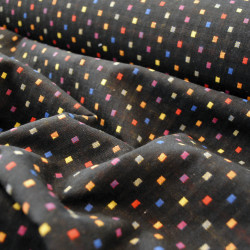 Harlequin polka dot woven cotton - Black - Calissone