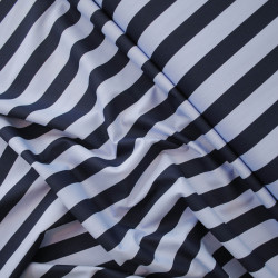 Striped cotton poplin - Blue / Navy blue - Calissone