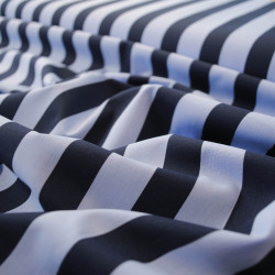 Striped cotton poplin - Blue / Navy blue - Calissone