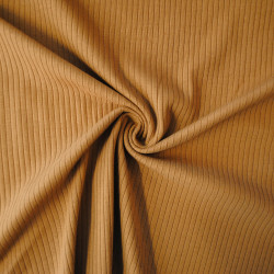 Jersey de coton côtelé uni - Caramel - Calissone
