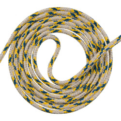 Round braided cord 7mm - Light beige / Royal - Calissone