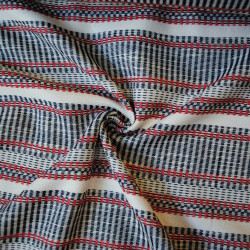Cotton striped jacquard - Gray and red - Calissone