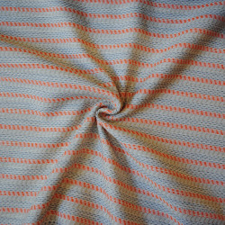Cotton striped jacquard - Coral and blue - Calissone