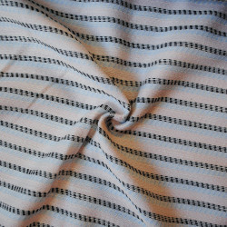 Cotton striped jacquard - Black and blue - Calissone