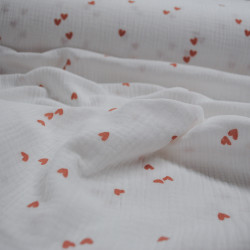 Double gaze de coton coeur - Blanc - Calissone