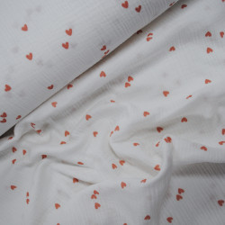 Double gaze de coton coeur - Blanc - Calissone