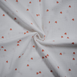 Double gaze de coton coeur - Blanc - Calissone