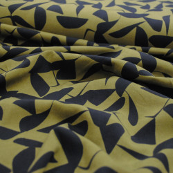 Viscose stretch géométrique - Vert olive - Calissone