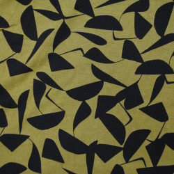 Viscose stretch géométrique - Vert olive - Calissone