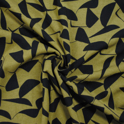 Viscose stretch géométrique - Vert olive - Calissone