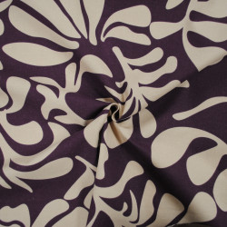 Canvas Cotton - Monstera - Beige and Violin - Calissone