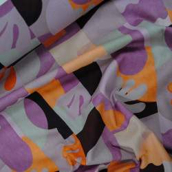Canvas Cotton Abstract - Violet - Orange - Calissone
