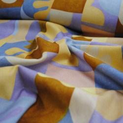 Canvas Cotton Abstract - Blue - Ocher - Calissone