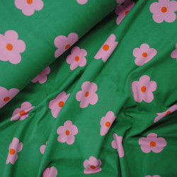 Jersey coton fleurs vert - Calissone