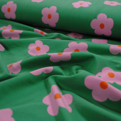 Jersey coton fleurs vert - Calissone
