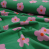 Cotton jersey green flowers - Calissone