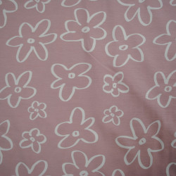 Cotton jersey old pink flowers - Calissone