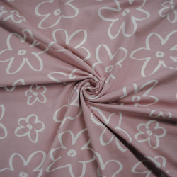 Cotton jersey old pink flowers - Calissone