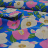 Popeline de coton florale bleue - Calissone
