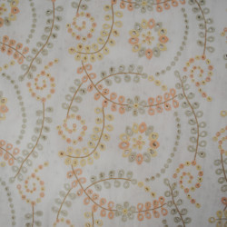 Broderie anglaise végétal pastel - vert - Calissone