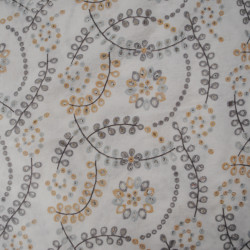 Broderie anglaise végétal pastel - Bleu - Calissone