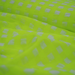 Cotton seersucker gingham large checks - Neon yellow - Calissone