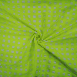 Cotton seersucker gingham large checks - Neon yellow - Calissone