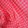 Coton seersucker vichy grands carreaux - Rose fluo - Calissone