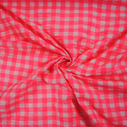 Coton seersucker vichy grands carreaux - Rose fluo - Calissone