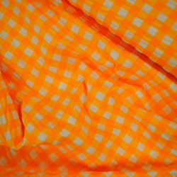 Cotton seersucker gingham large checks - Neon orange - Calissone