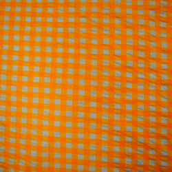 Coton seersucker vichy grands carreaux - Orange fluo - Calissone