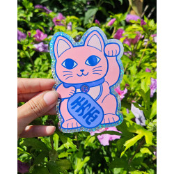 Maneki Neko Lucky Cat Glitter Sticker - Calissone