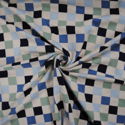 Poppy checkerboard cotton jersey - Calissone