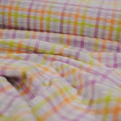 Cotton Seersucker Multicolored Carreaux - Calissone