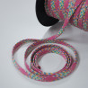 7mm flat braided cord - pink / ecru / blue green - Calissone