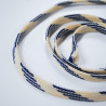 7mm flat braided cord - light beige / royal - Calissone