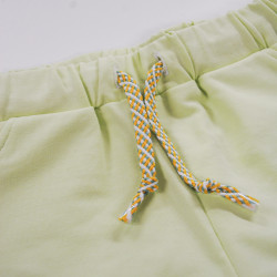 Flat woven cord 7mm - Ecru / yellow / green - Calissone