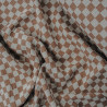 Double cotton gauze - Ecru and taupe checkerboard - Calissone