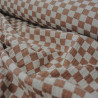 Double gaze de coton - Damier écru et taupe - Calissone