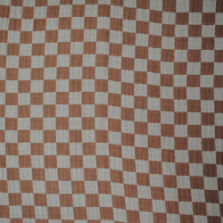 Double gaze de coton - Damier écru et taupe - Calissone