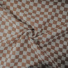 Double cotton gauze - Ecru and taupe checkerboard - Calissone