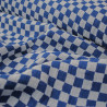 Double gaze de coton - Damier bleu ciel et bleu - Calissone