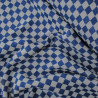 Double gaze de coton - Damier bleu ciel et bleu - Calissone