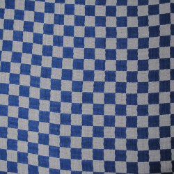 Double gaze de coton - Damier bleu ciel et bleu - Calissone