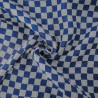 Double gaze de coton - Damier bleu ciel et bleu - Calissone