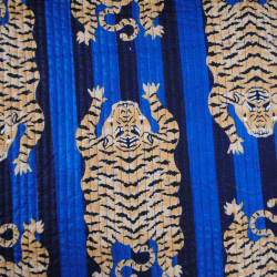 Double-sided quilted Block print - Blue tiger - Calissone
