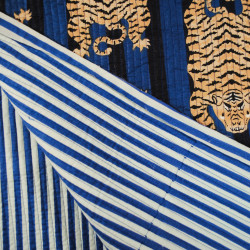 Double-sided quilted Block print - Blue tiger - Calissone